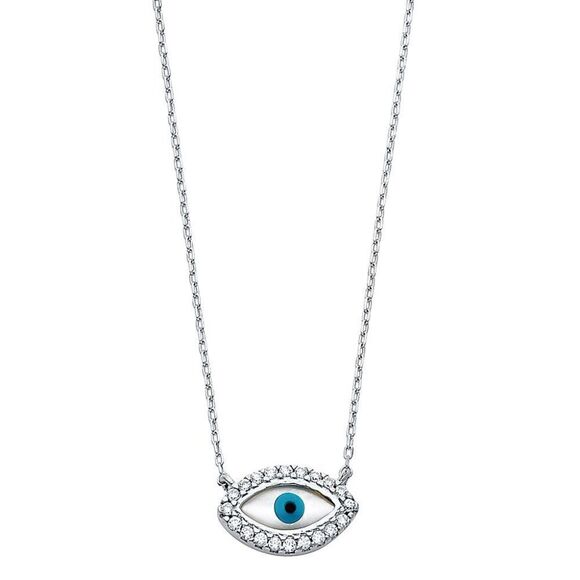 14K Solid Gold Adjustable Evil Eye Necklace - Perfect Gift - Evil Eye Defender - - Picture 4 of 4
